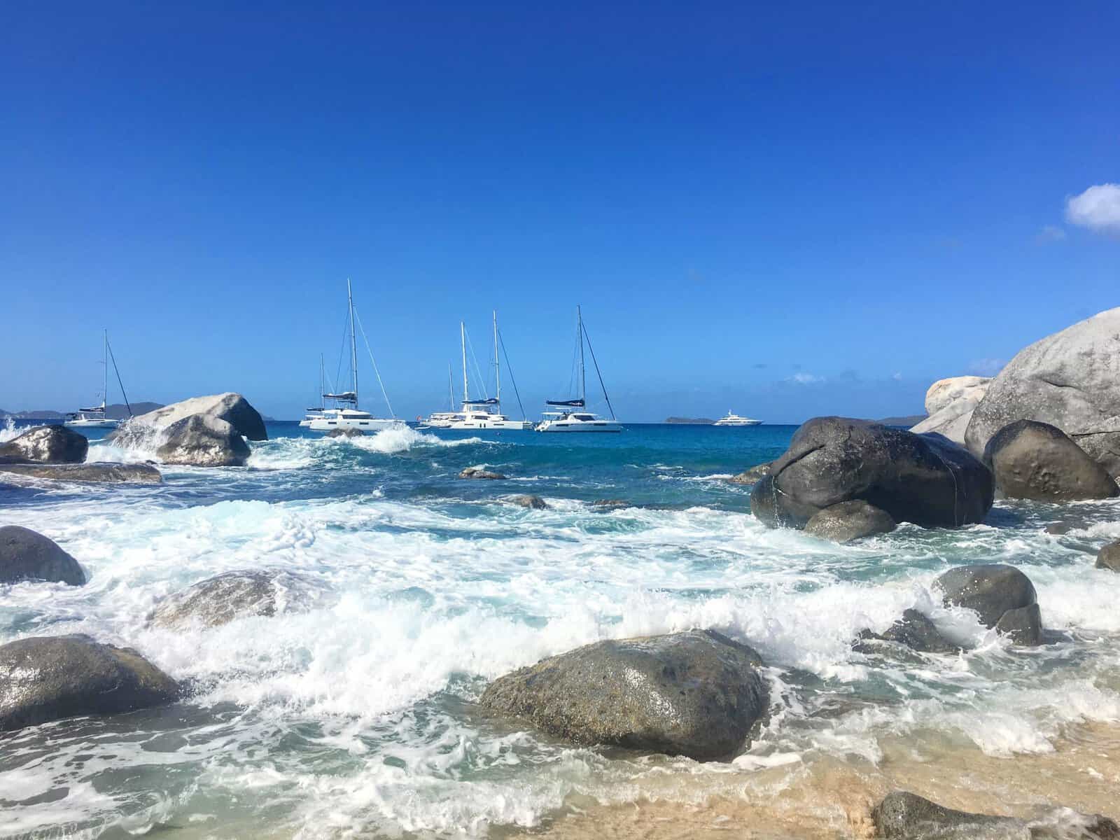 rough seas through the boulders at the Baths, British Virgin Islands