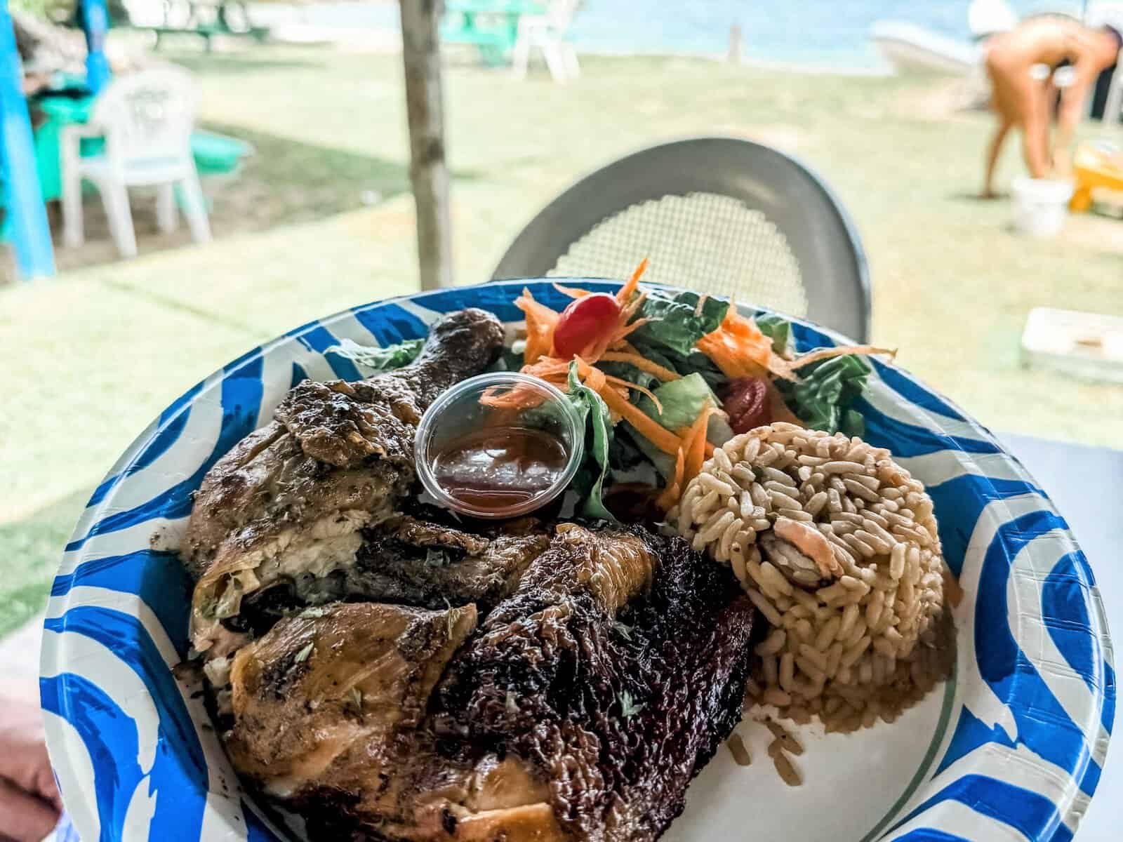 plate full of British Virgin Islands food with bright background