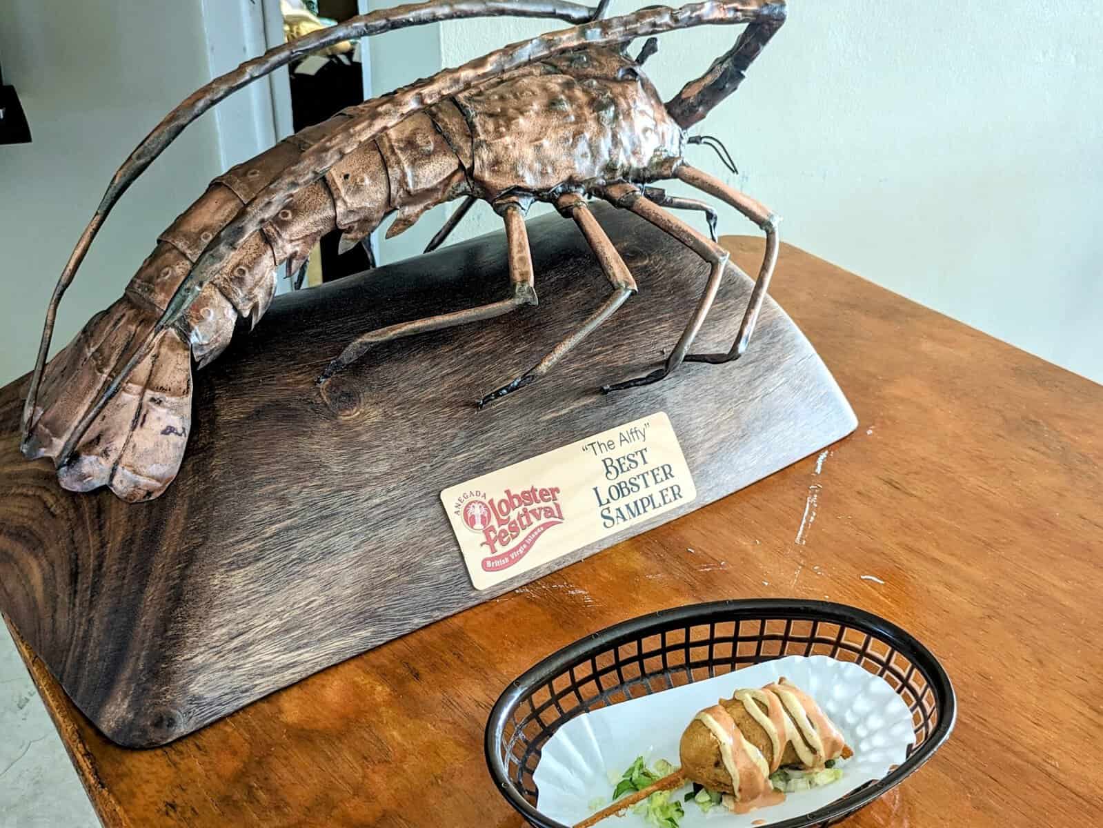 British Virgin Islands Lobster Festival award with lobster corndog