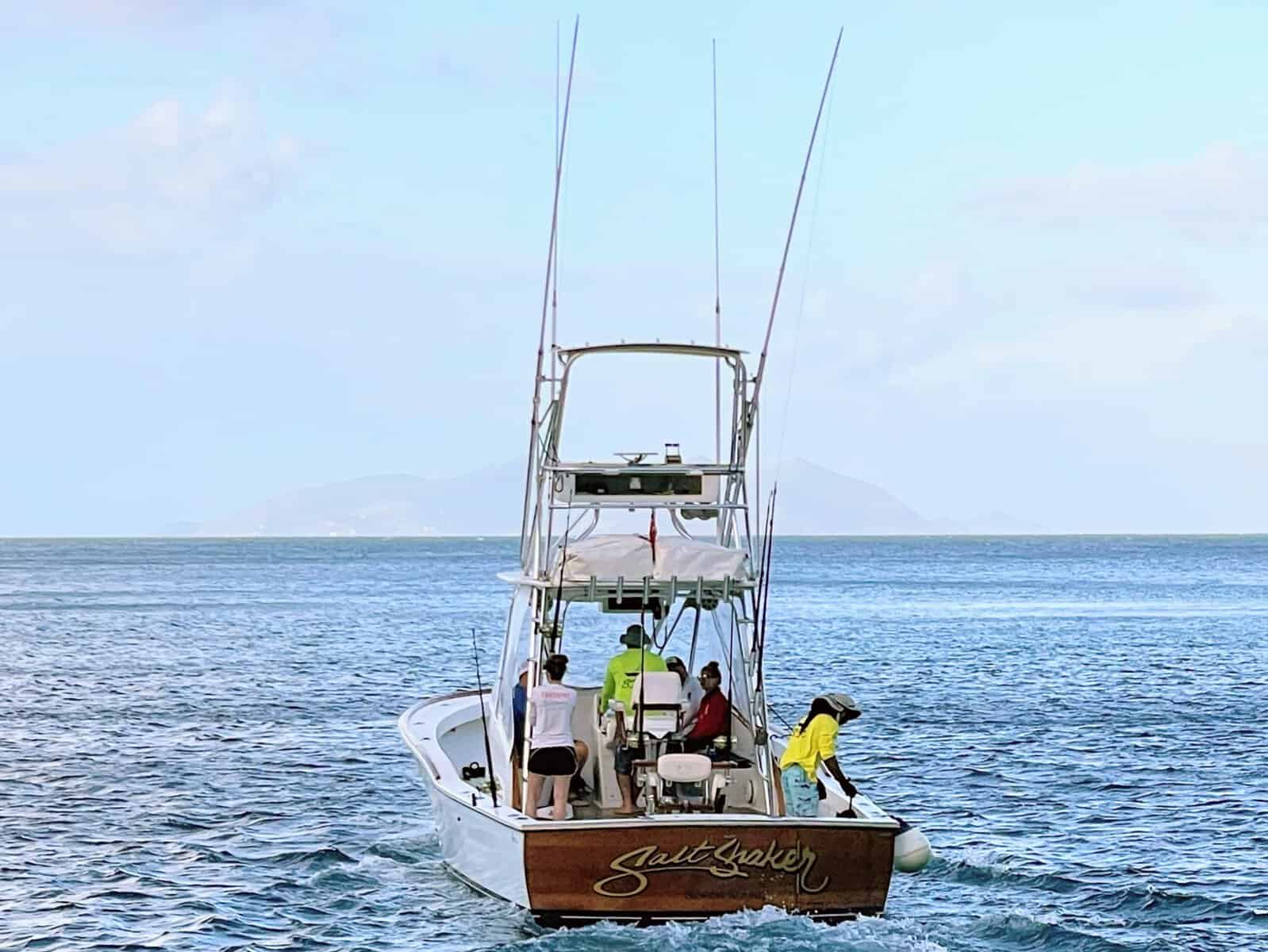 fishing charter boat with 6 people on board in the British Virgin Islands waters from Tortola