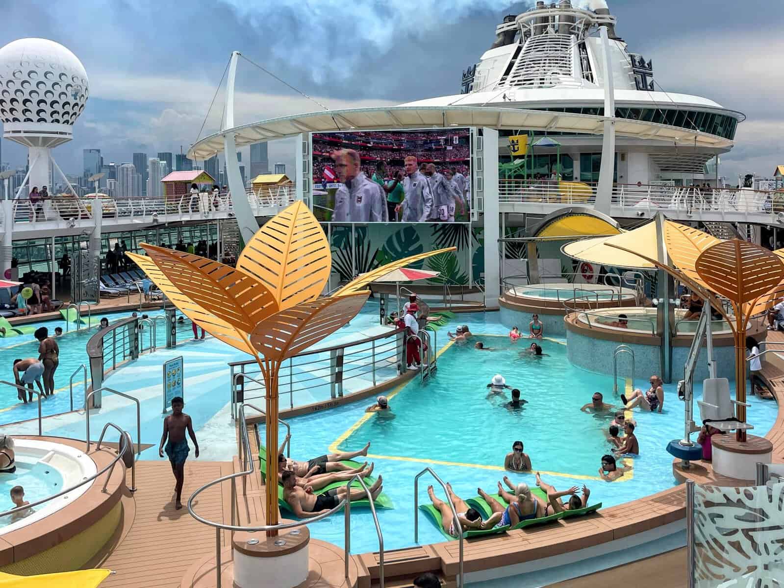 Cruise ship with families sailing from Florida to the Caribbean