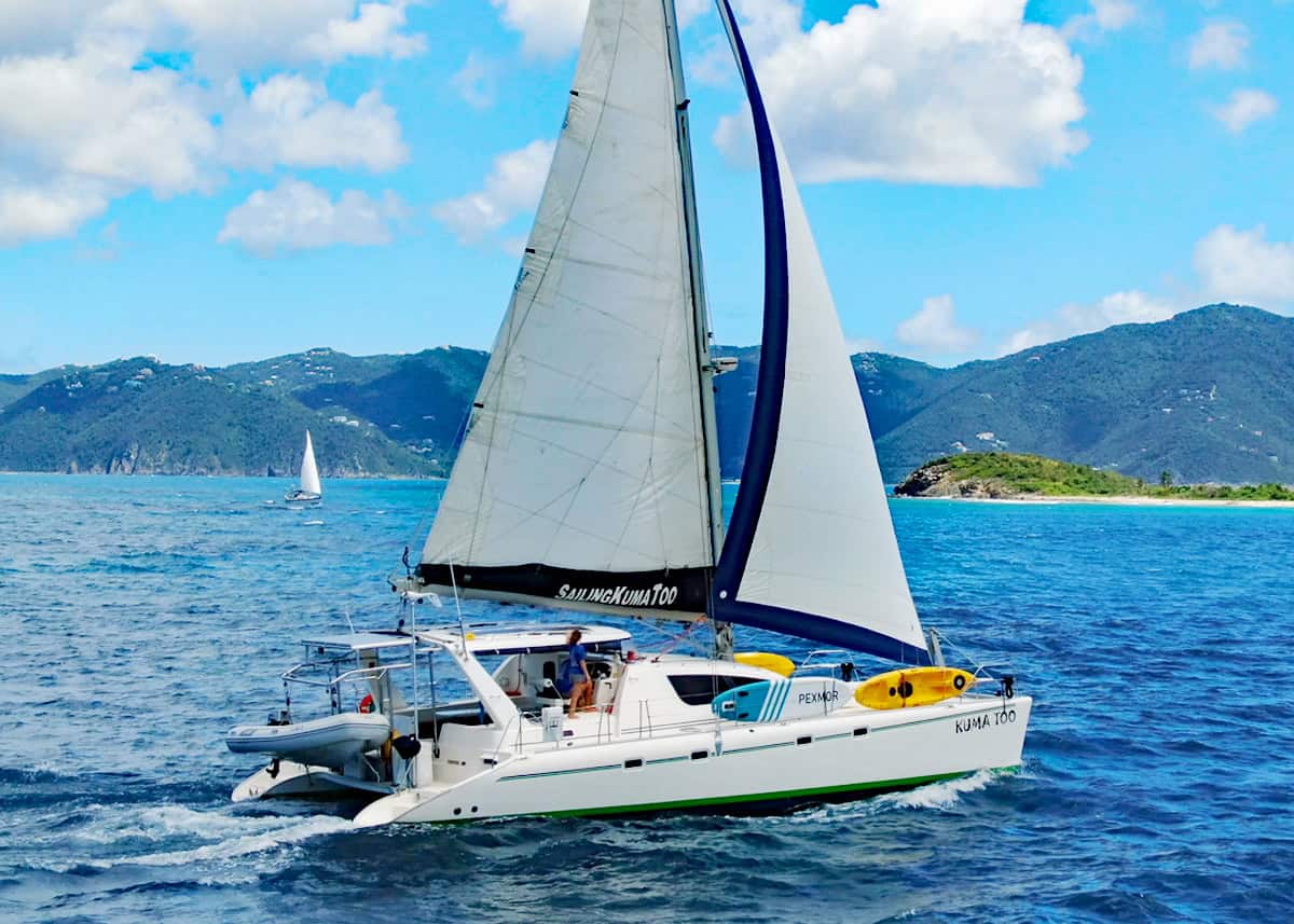 sailing catamaran sailing the Caribbean in December